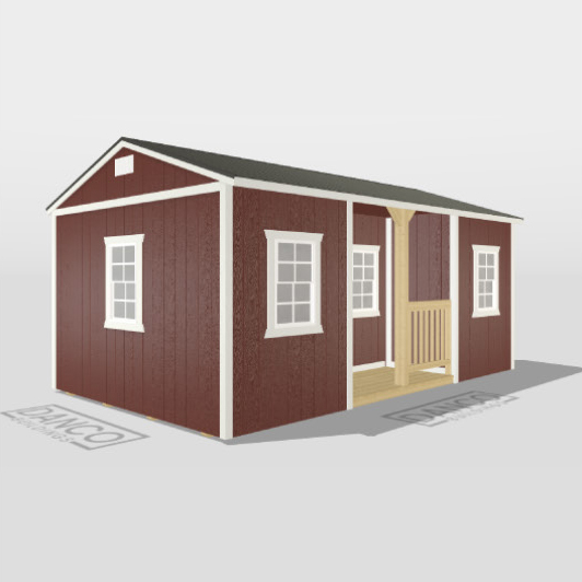 Portable center side porch wooden cabin