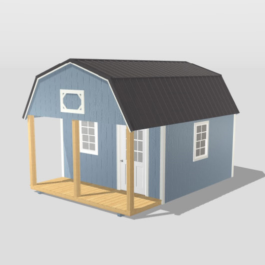 Portable lofted barn wooden cabin