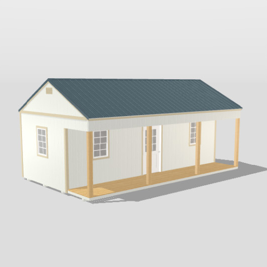 Portable side porch wooden cabin