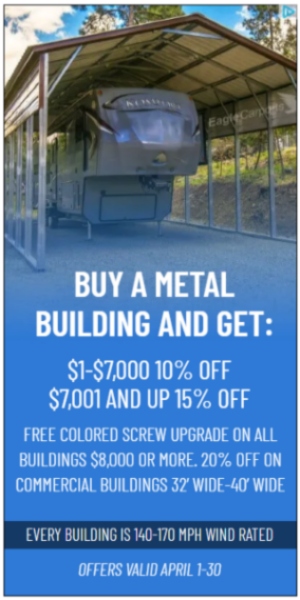 Special offer on Metal Building in Carencro, LA<br />
